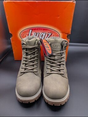 Lugz Women's Tan Work Boots - Rugged Lace-Up Safety Style